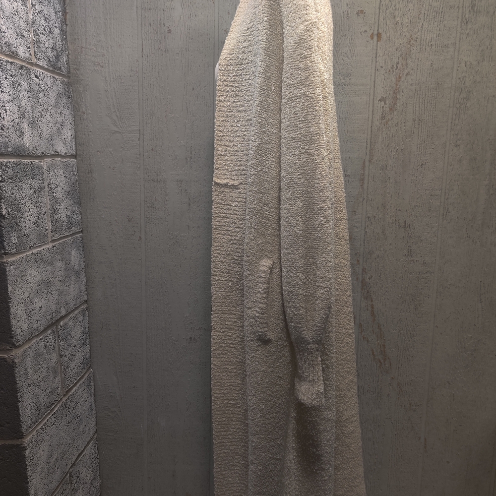 Vintage SIDEFFECTS Cream Off-white Fuzzy Knit Duster Sweater Womens L Large - Picture 7 of 13